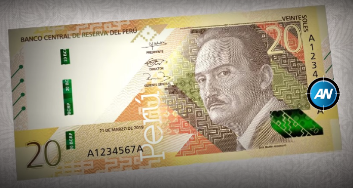 Billete peruano de 20 soles.
