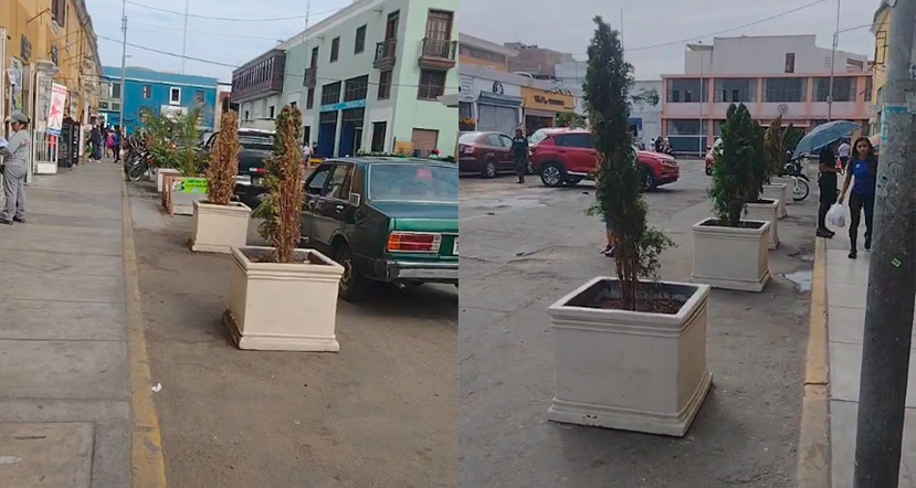 Trasladan maceteros al pasaje San Agustín y son usados como basurero