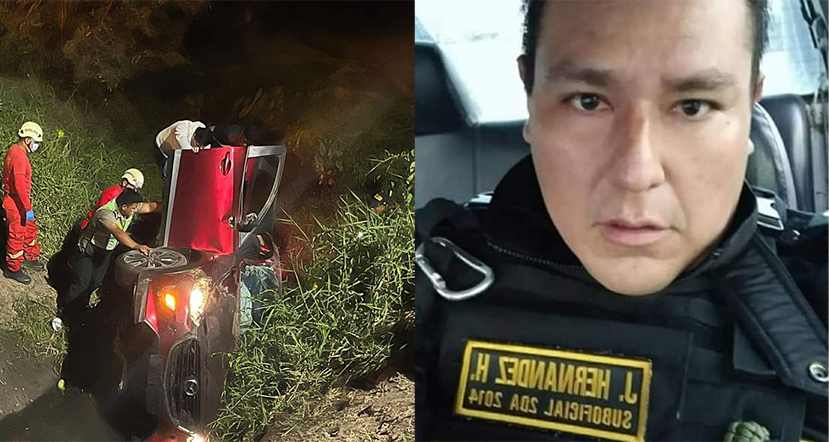 Policía cae con su carro en acequia de Chepén y muere