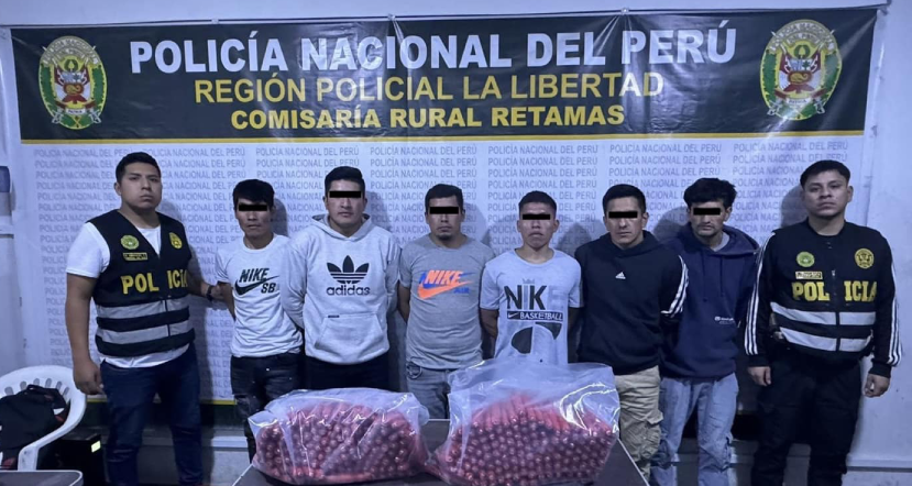 Capturan a seis personas con 251 cartuchos de dinamita en Pataz