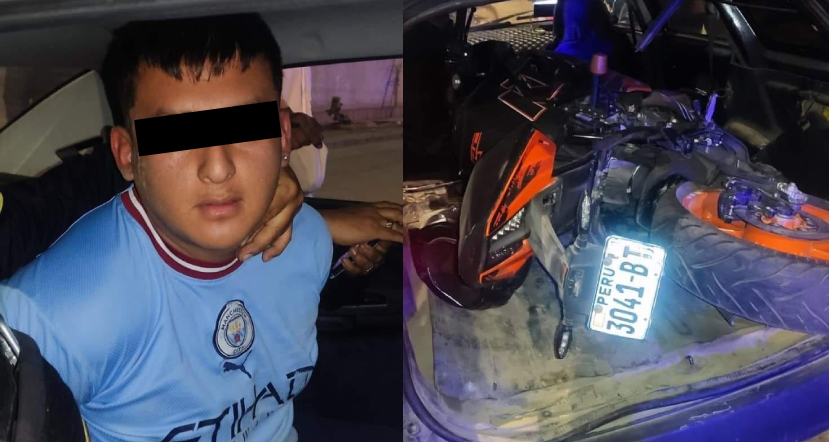 Joven detenido en Trujillo tras persecución policial y recuperación de moto robada.