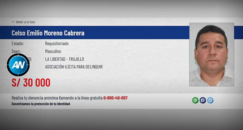 “Gringo Celso” entra a la lista de los más buscados: ofrecen 30 mil soles por su captura