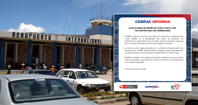 Niño de 3 años provoca falsa alarma de bomba en aeropuerto del Cusco