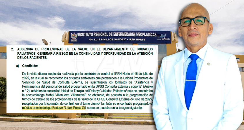 Rafael Poma Gil, Decano del Colegio Médico de La Libertad incumple horario laboral en el IREN Norte