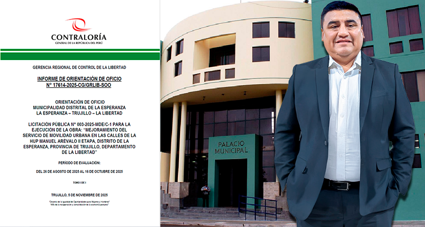 Contraloría detecta irregularidades en licitación de obra de 10 millones de la Municipalidad de la Esperanza