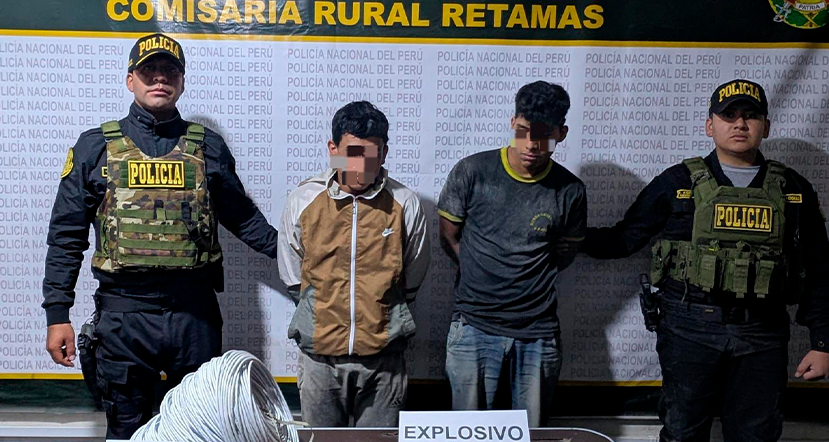 Intervienen bocamina ilegal y detienen a dos sujetos con explosivos en Retamas