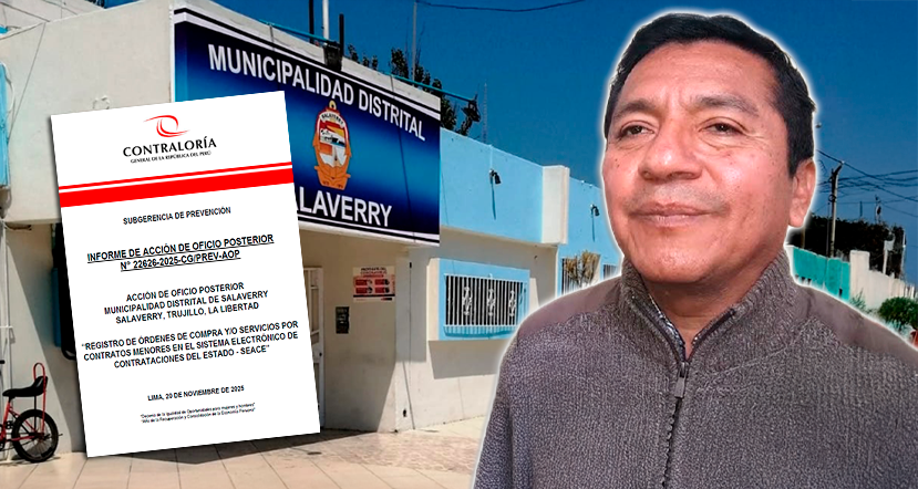Contraloría detecta que la Municipalidad de Salaverry omitió registrar en el SEACE 256 órdenes de compra y servicio por más de S/ 1.7 millones